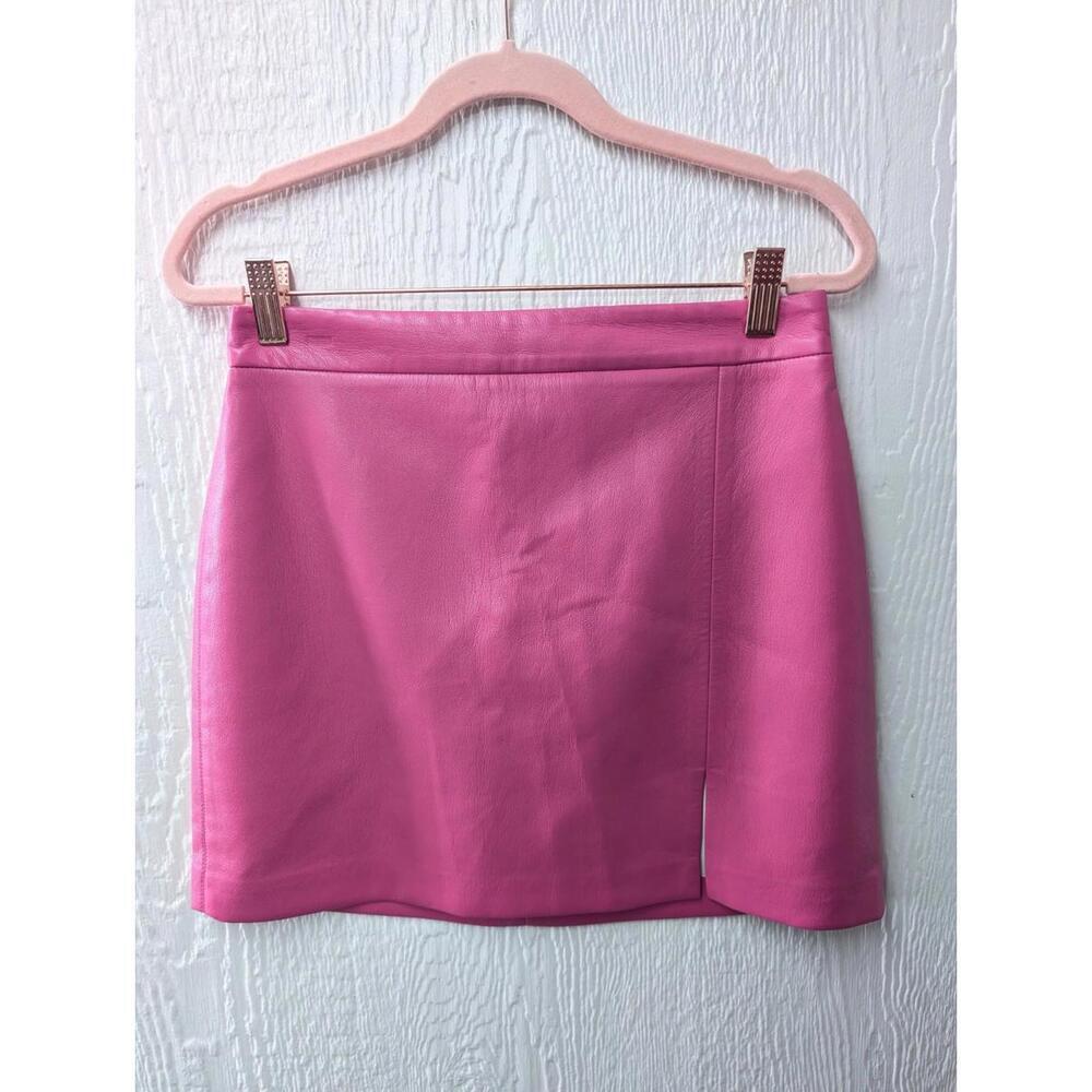 Wilfred Aritzia Patio Mini Skirt Vegan Faux Leather Pink Size 6